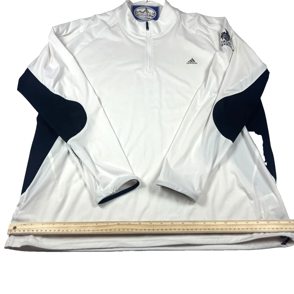 ADIDAS GOLF MEN'S 1/4 ZIP CLIMASTORM PULLOVER WHITE BLACK 2XL TRUMP TURNBERRY